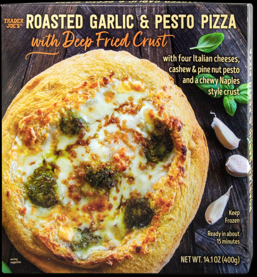 Roasted Garlic & Pesto Pizza with Deep Fried Crust