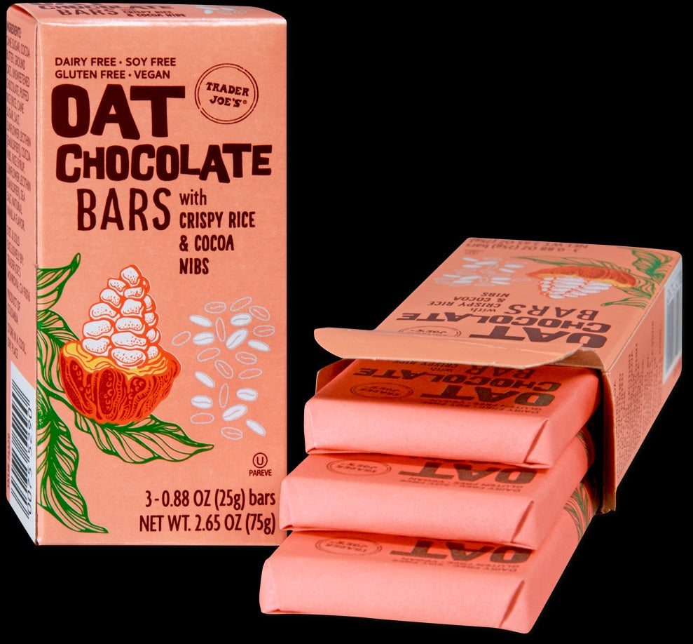 Oat Chocolate Bars with Crispy Rice & Cocoa Nibs