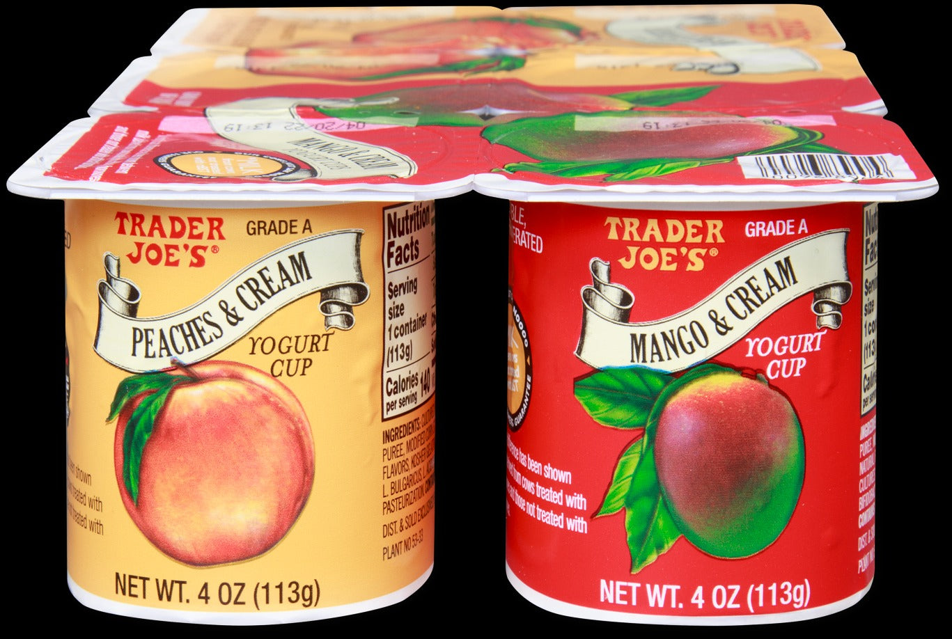 Peaches & Cream, Mango & Cream Yogurt Cups