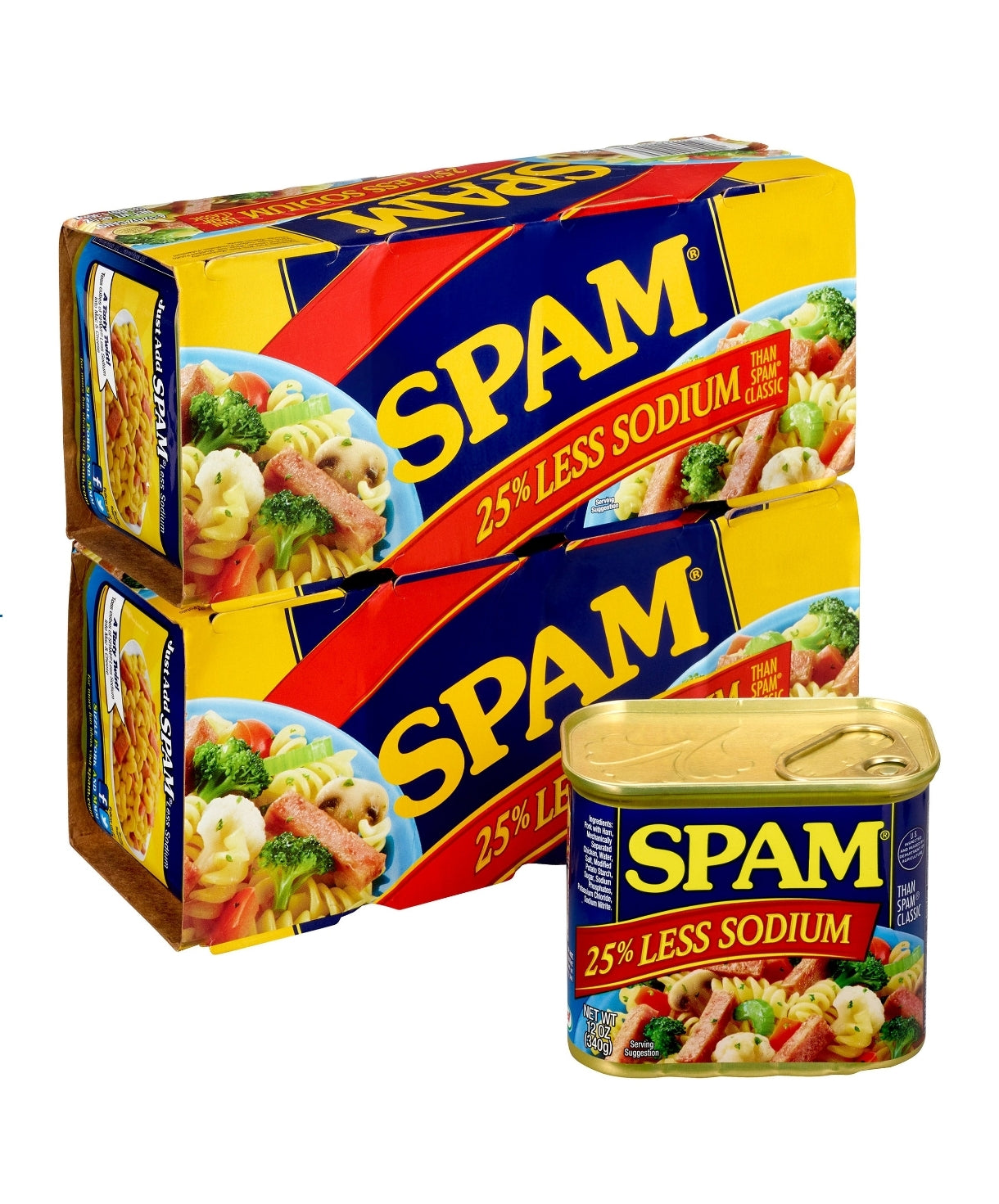 SPAM Canned Meat, 25% Less Sodium, 12 oz, 8-Count