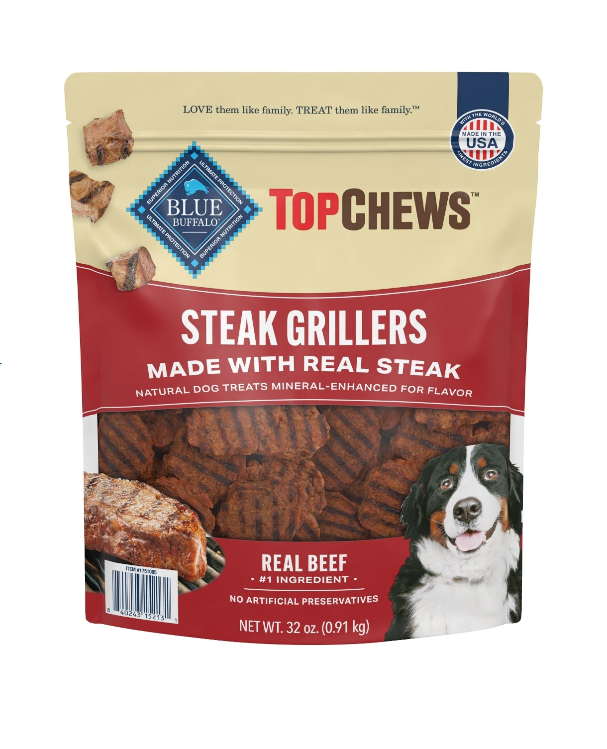 Blue Buffalo Top Chews Steak Grillers for Dogs, 32 oz