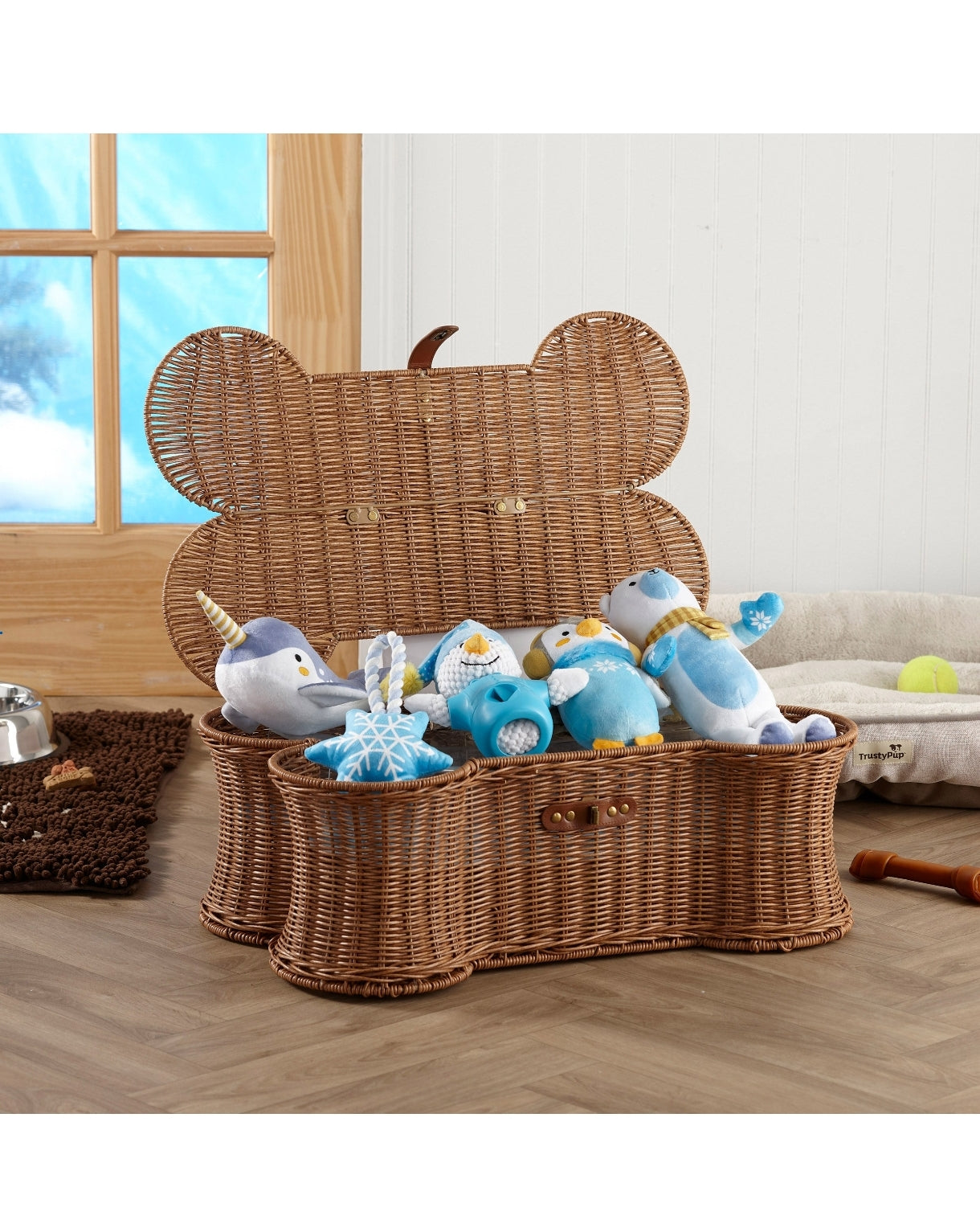Buddy Buddy Dog Bone Basket and 5-piece Arctic Dog Toy Set