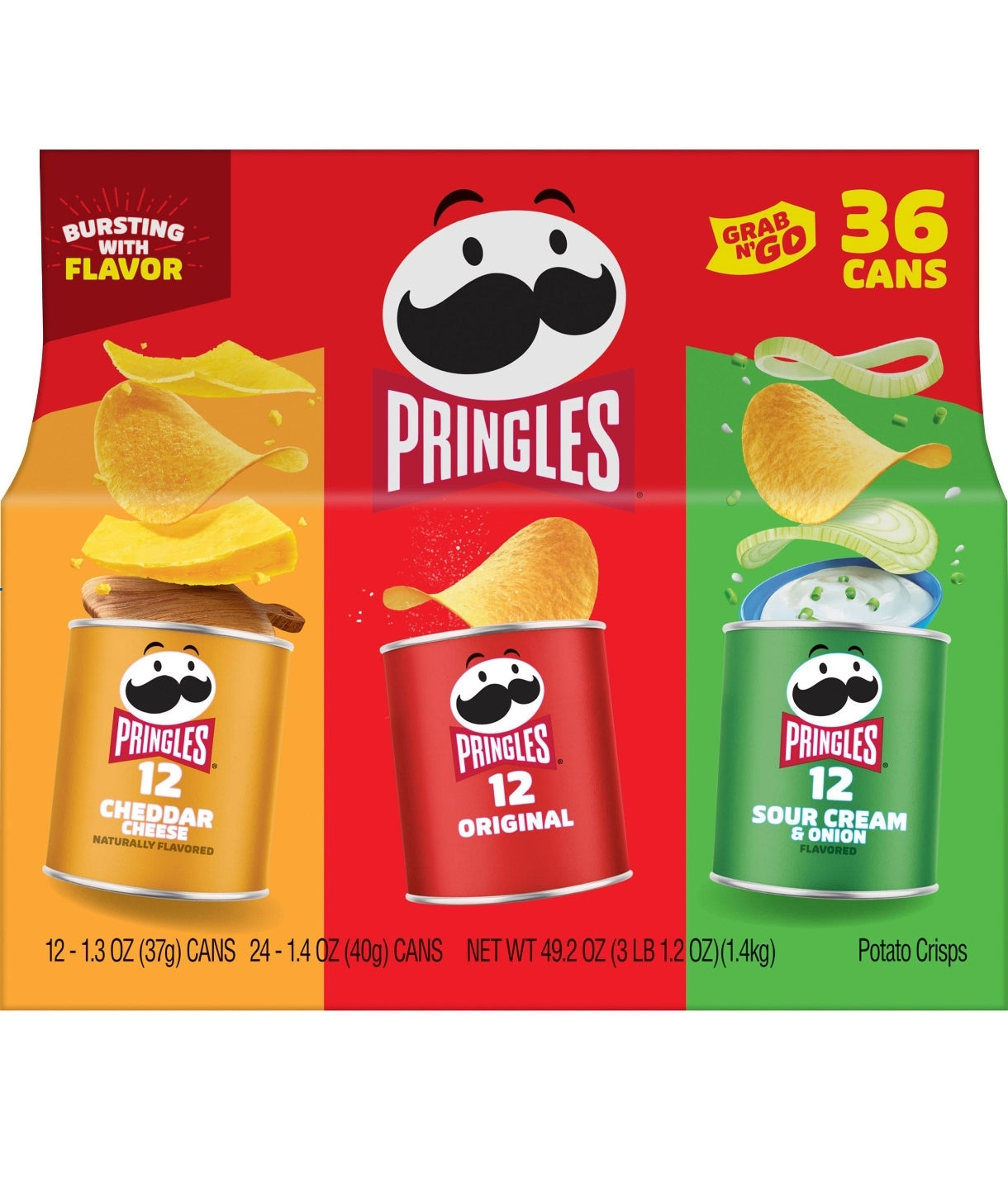 Pringles Grab & Go Potato Crisps, Variety, 36-count
