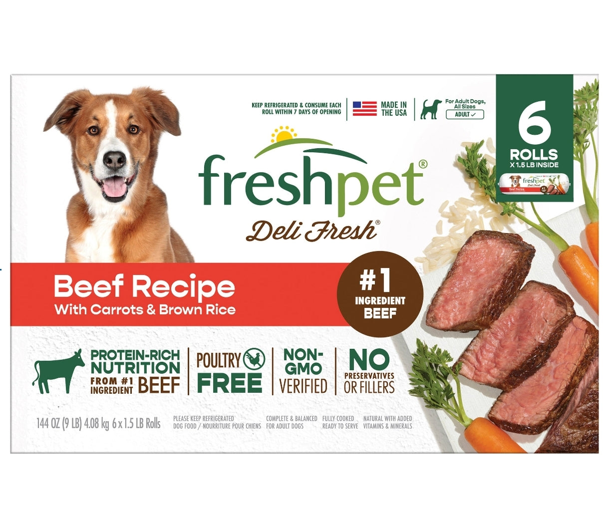 Deli Fresh Dog Food, Beef Recipe Roll