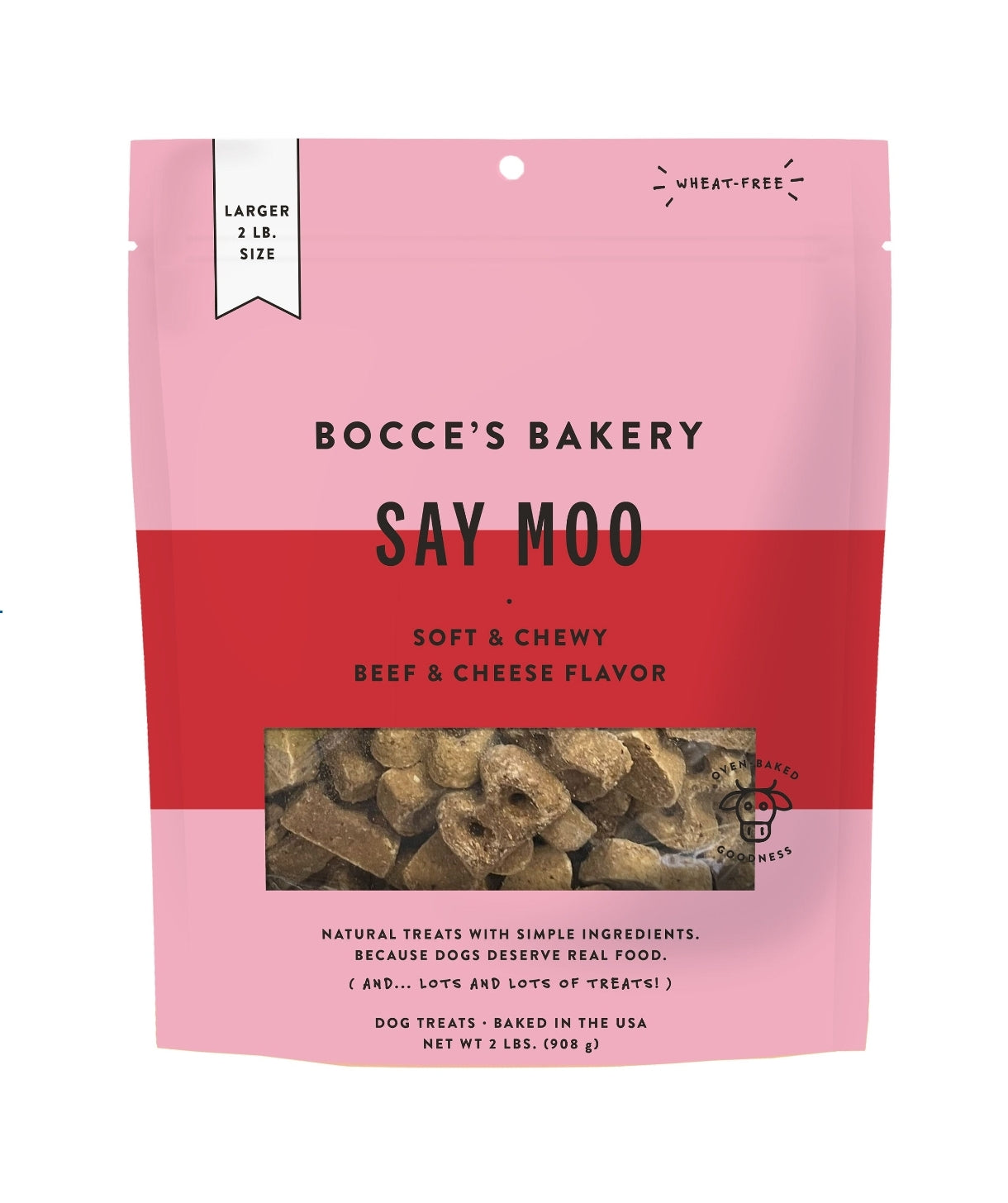 Bocce's Bakery Say Moo Natural Dog Treats, Beef & Cheese, 2 lbs