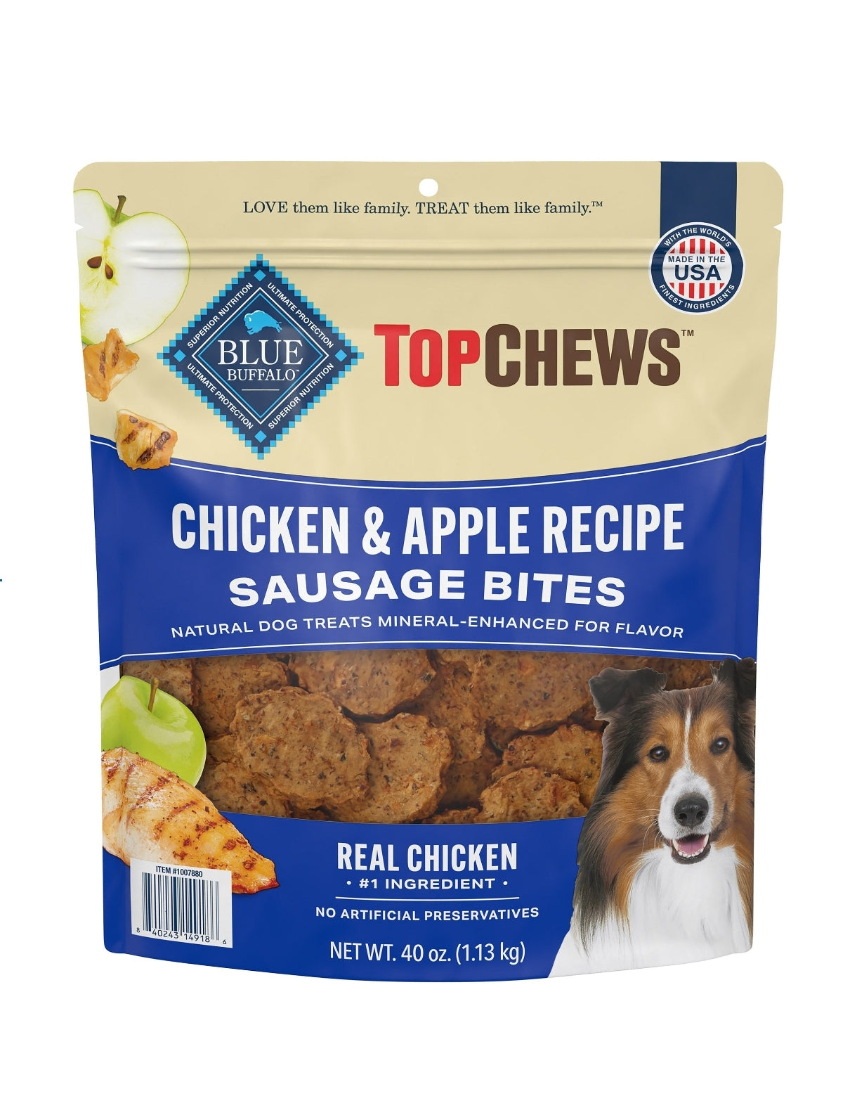Top Chews Chicken & Apple Sausage Bites, 40 oz