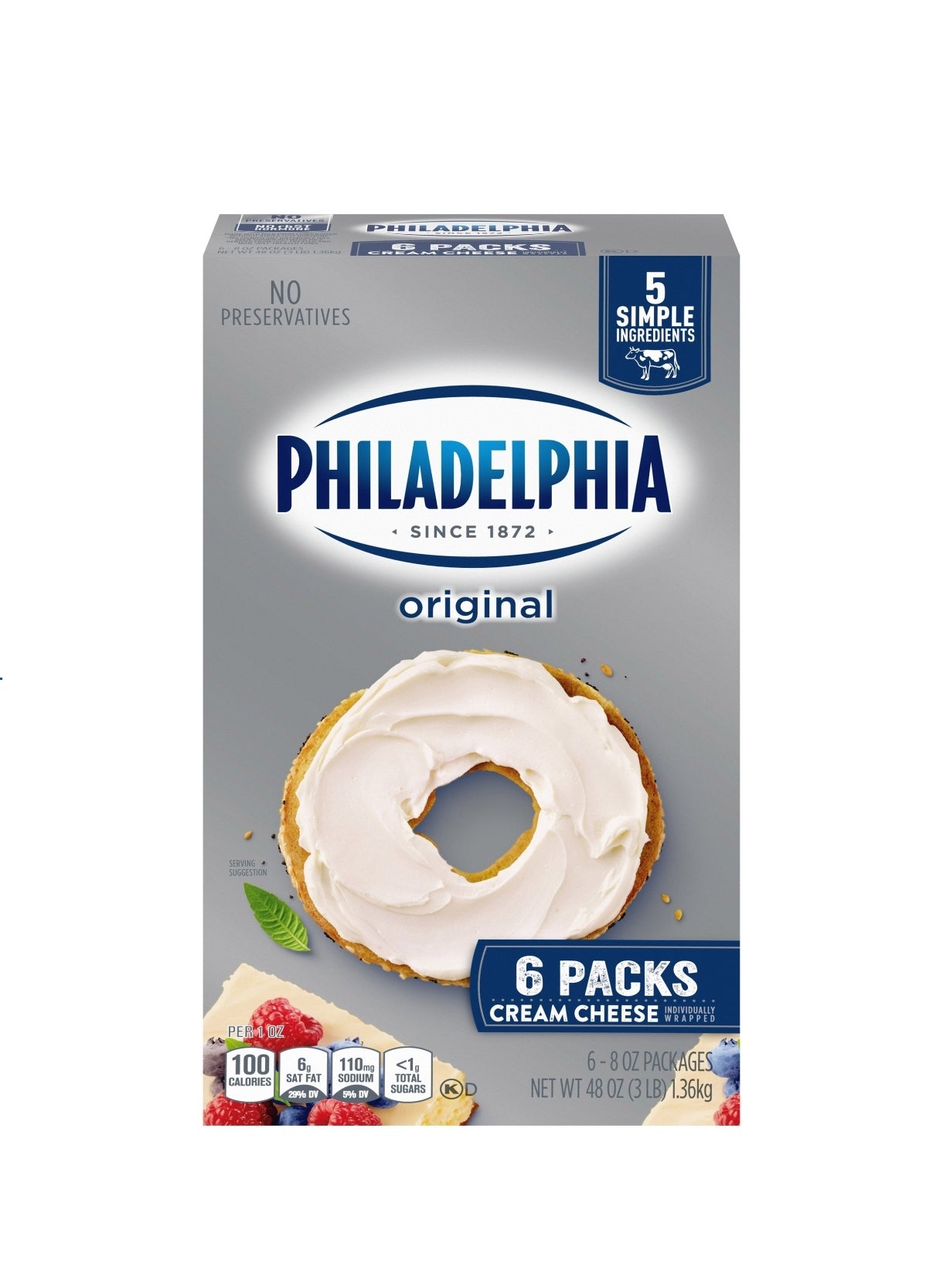 Philadelphia Cream Cheese, 8 oz, 6 count