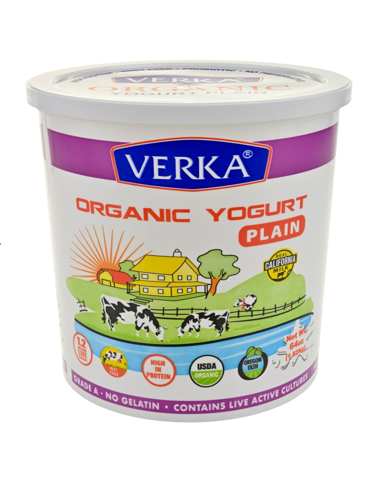 Verka Organic Plain Whole Milk Yogurt, 64 oz