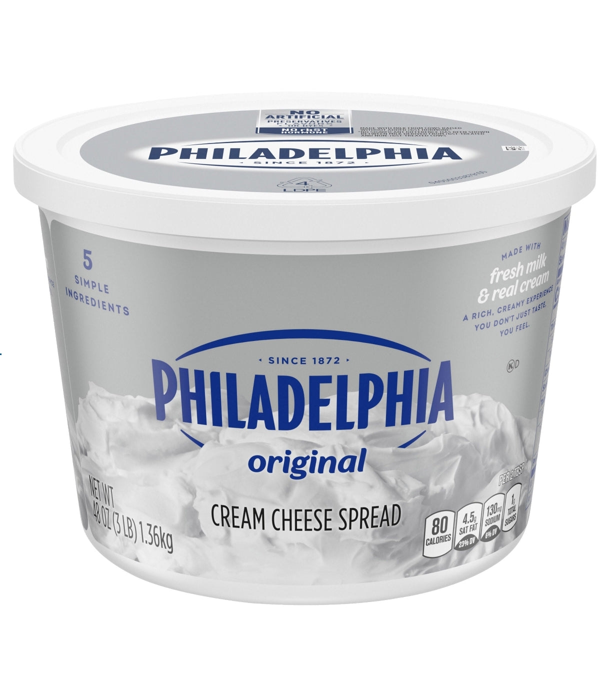 Philadelphia Original Cream Cheese Spread, 48 oz
