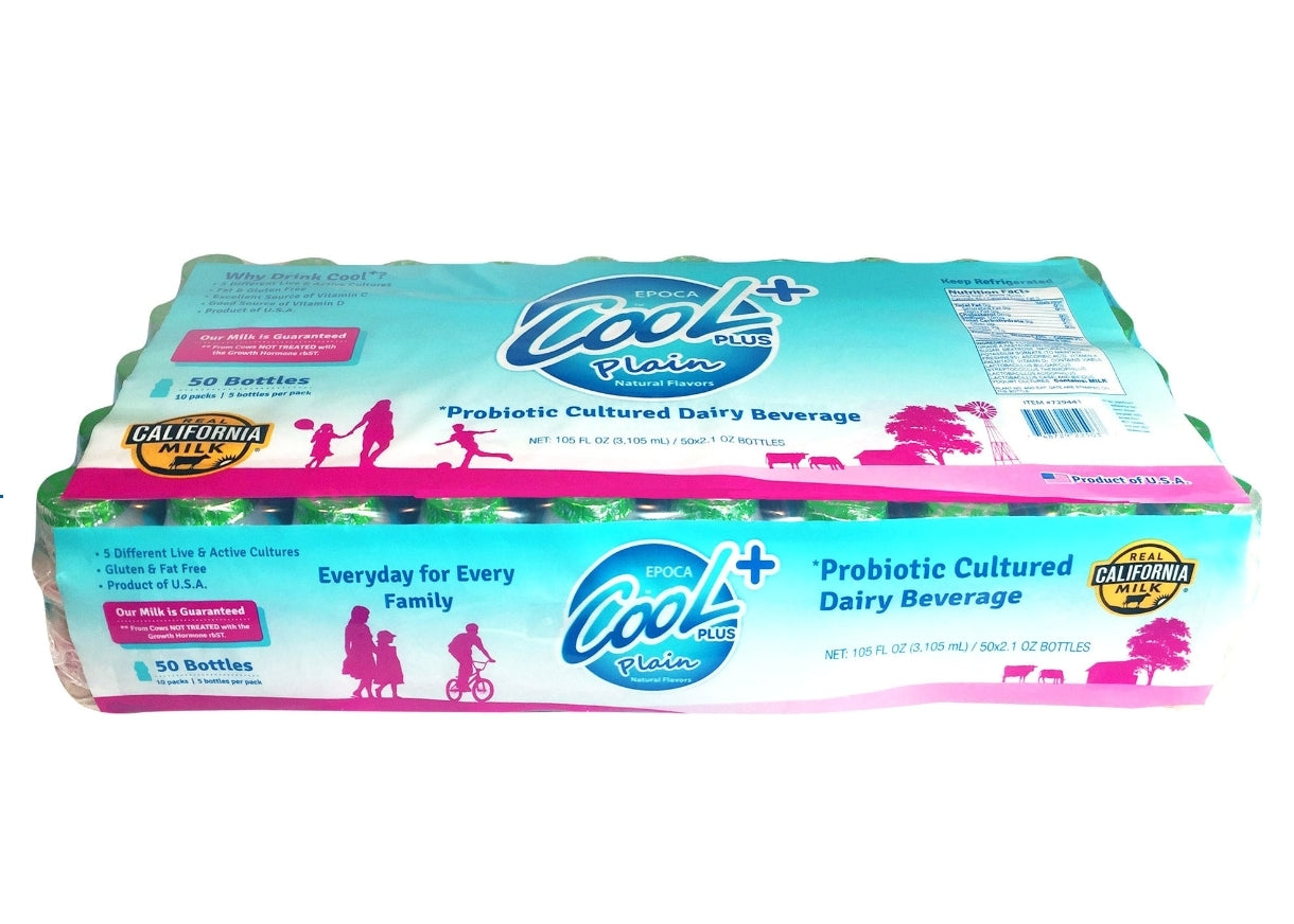 Epoca Cool Plus Probiotic Cultured Dairy Beverage, Plain, 2.1 fl oz, 50-count