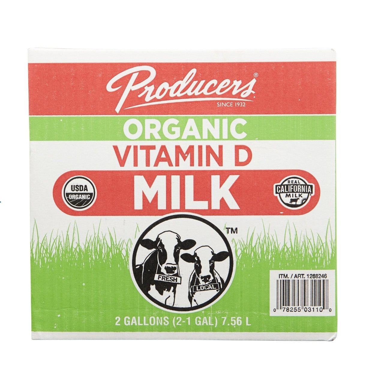 Producers Organic Whole Milk, 1 gal, 2-count