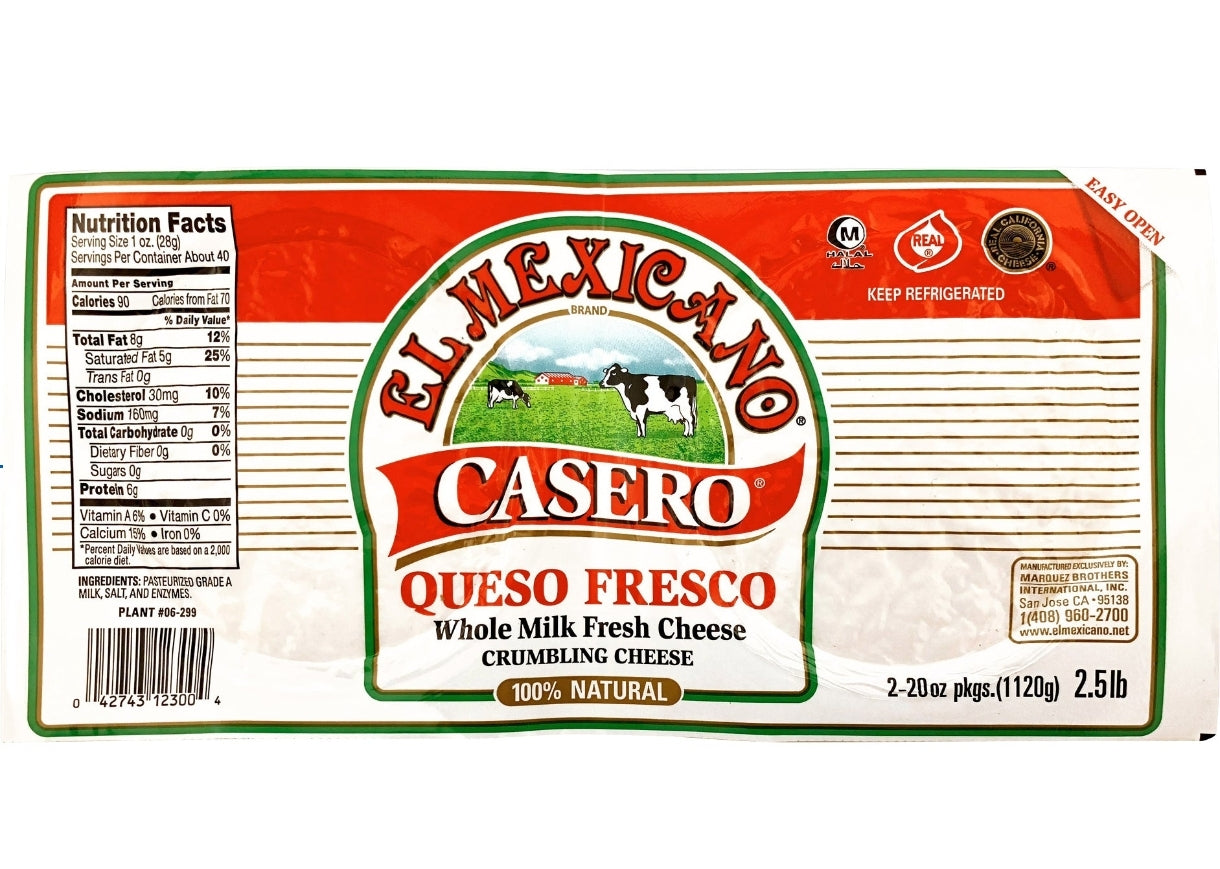 El Mexicano Queso Fresco Casero Cheese, 20 oz, 2-count