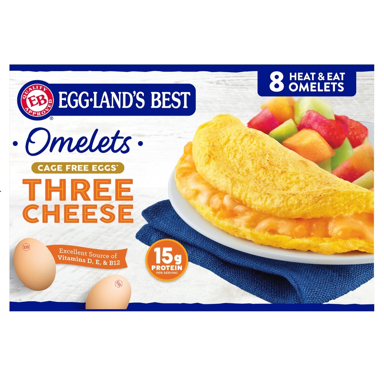Eggland's Best Three Cheese Omelets, 3.9 oz, 8-count