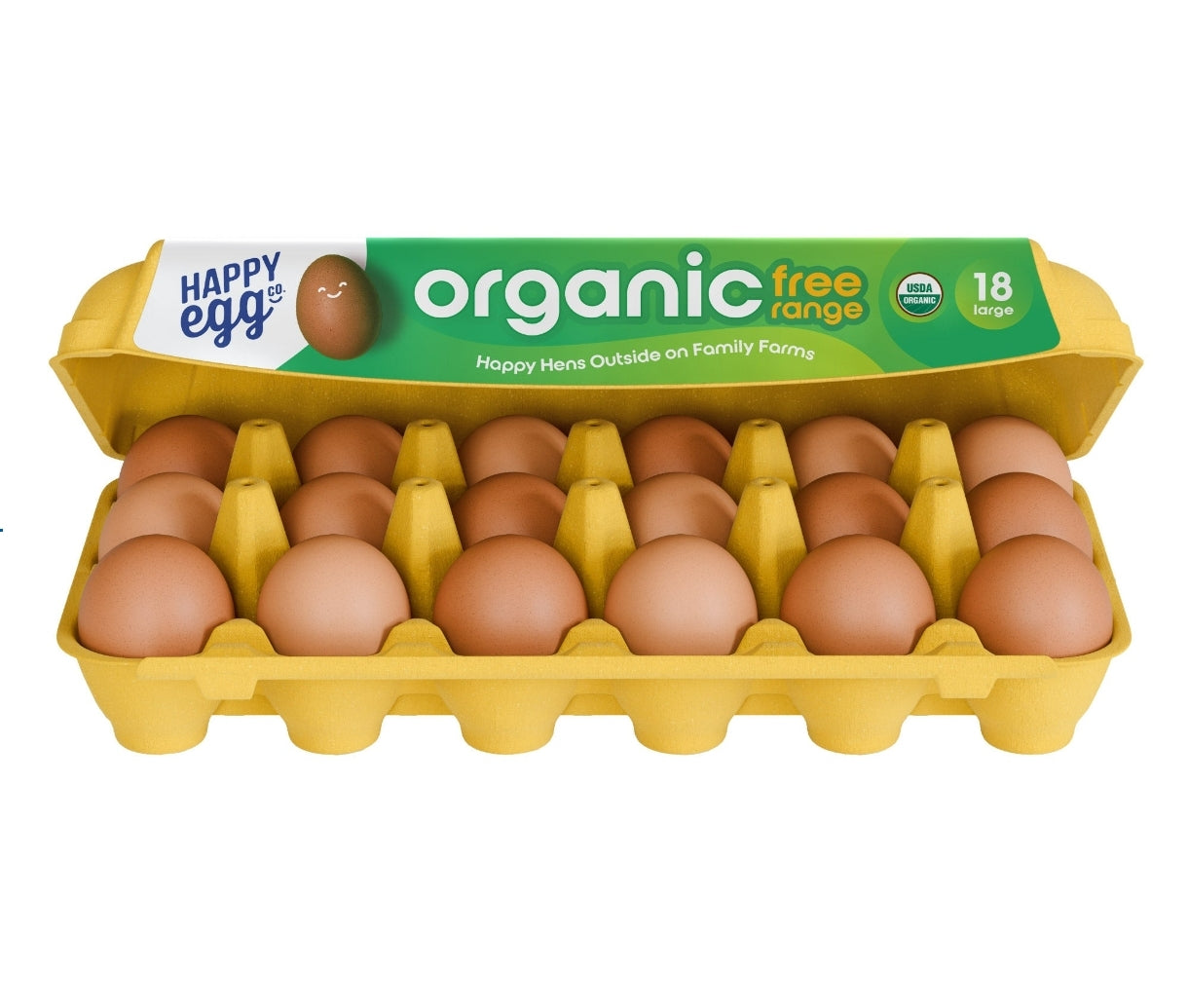 Happy Egg Co. Organic Free Range Large Eggs, 18-count