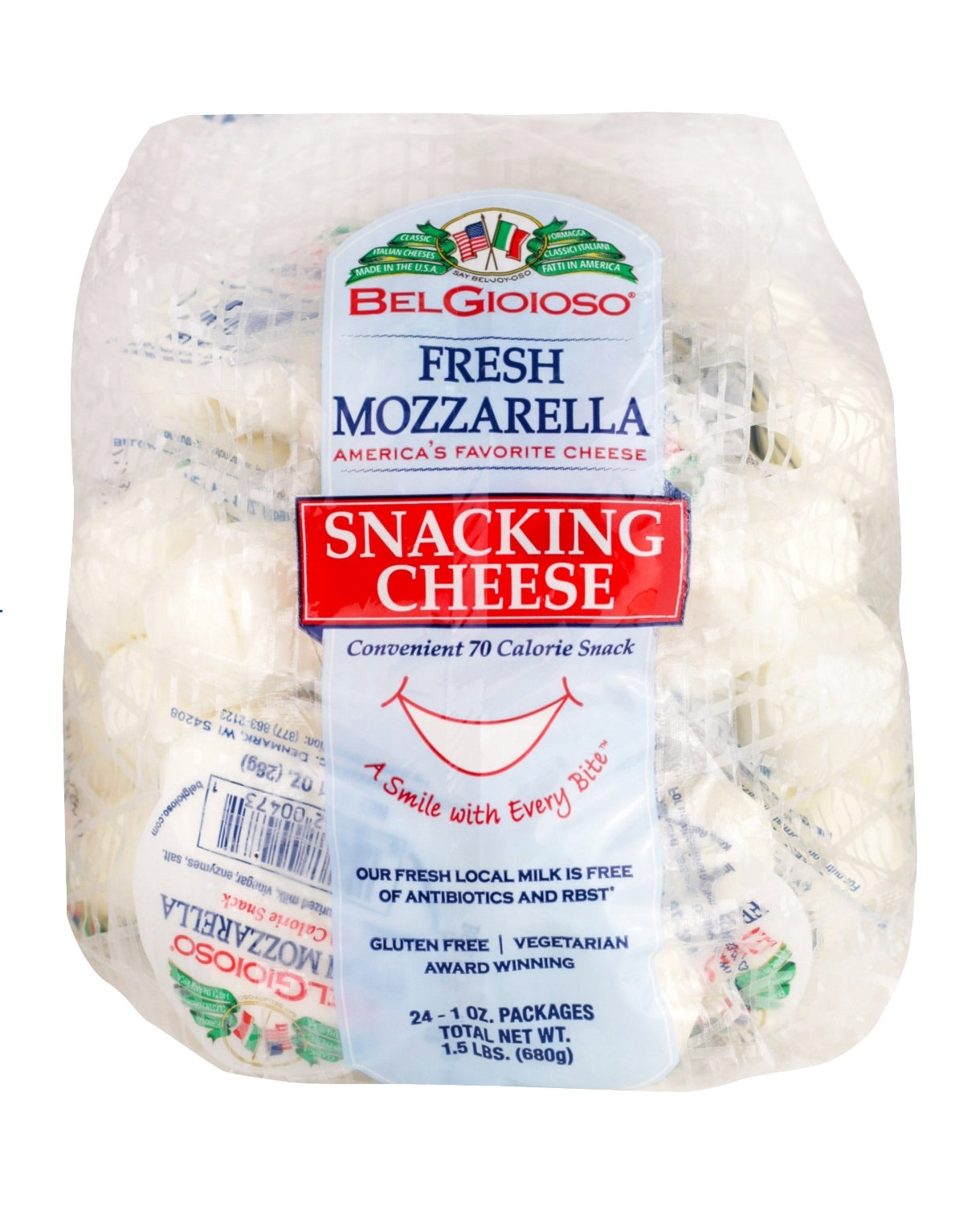 BelGioioso Fresh Mozzarella Snacking Cheese, 1 oz, 24-count
