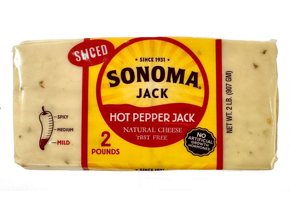 Sonoma Creamery Sliced Hot Pepper Jack Cheese, Mild, 2 lbs