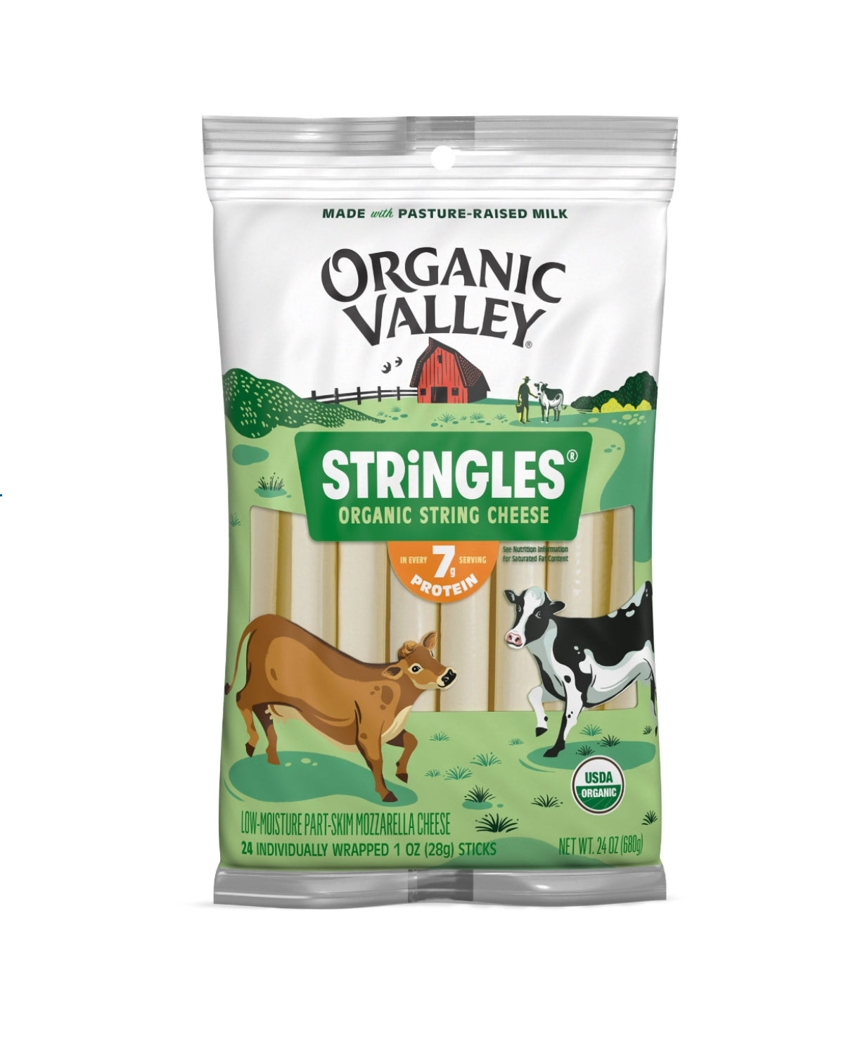 Organic Valley Stringles Organic Mozzarella Cheese Sticks, 24 oz