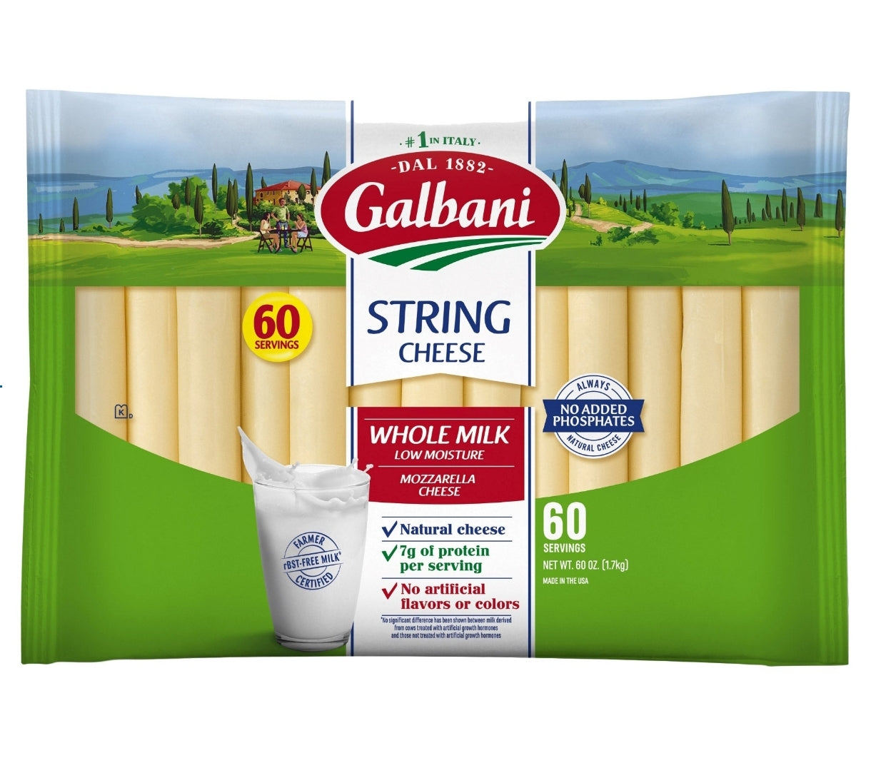 Galbani Whole Milk String Cheese, 1 oz, 60-count