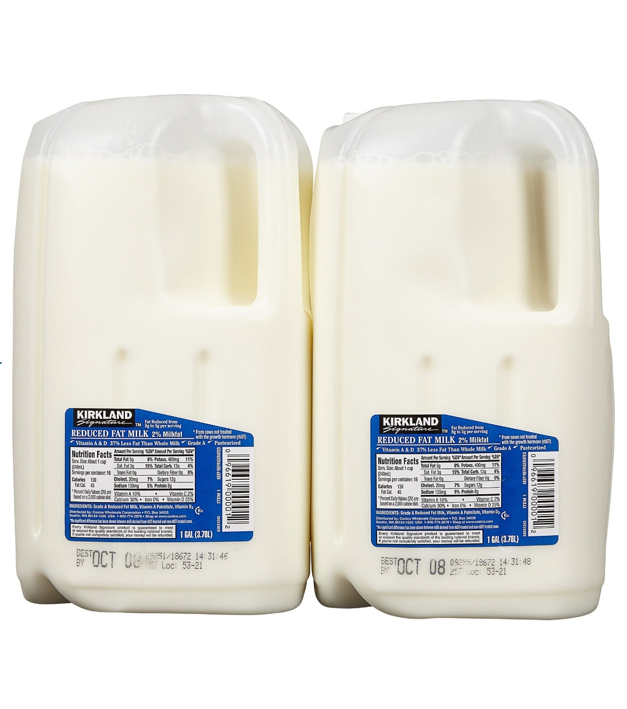 Kirkland Signature 2% Reduced Fat Milk, 1 gal, 2-count