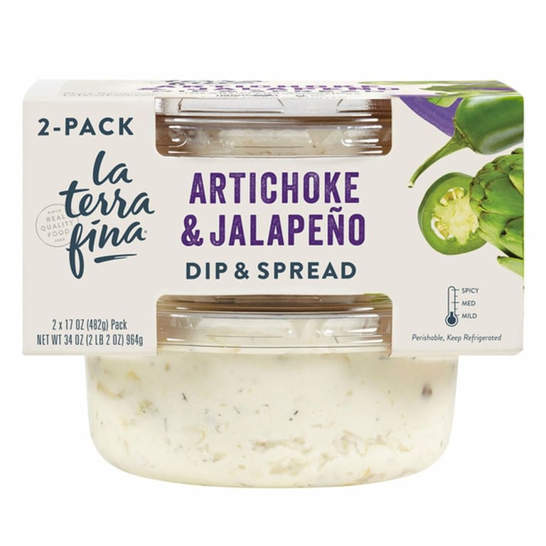 La Terra Fina Artichoke & Jalapeno Dip & Spread, Mild, 17 oz, 2-count