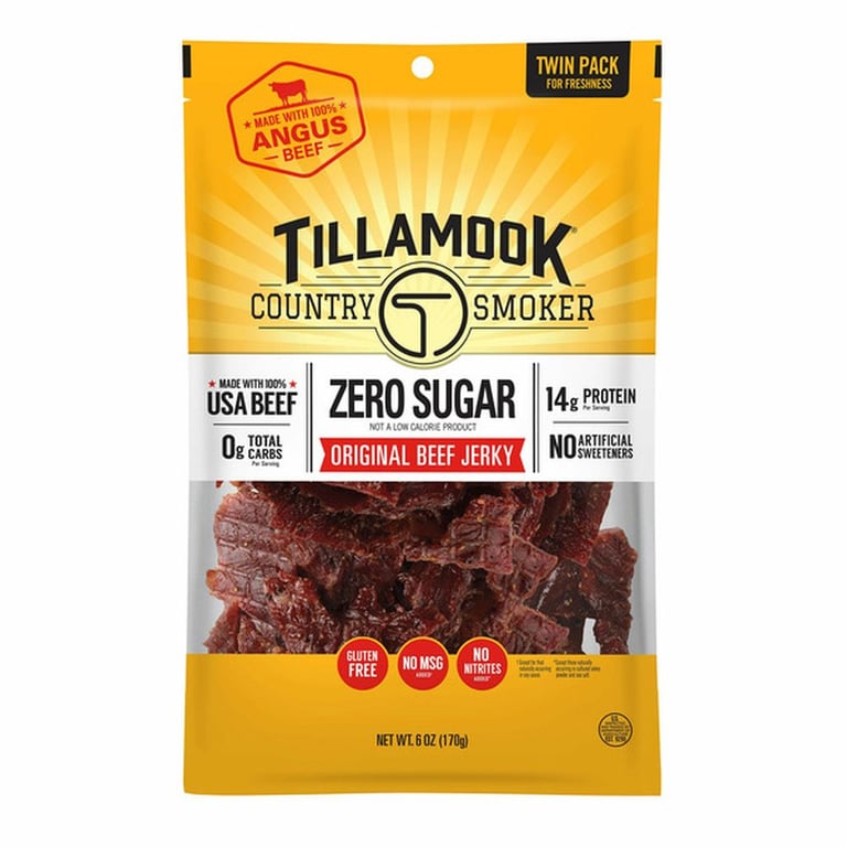 Tillamook Zero Sugar Beef Jerky, 6 oz, 2-count