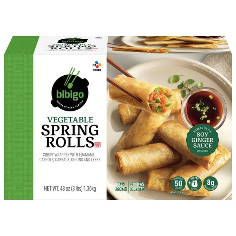 Bibigo Vegetable Spring Rolls with Soy Ginger Sauce, 48 oz