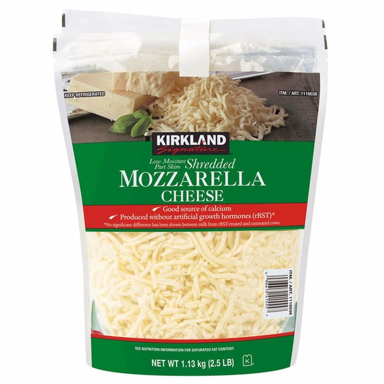 Kirkland Signature Shredded Mozzarella Cheese, 2.5 lbs, 2-count
