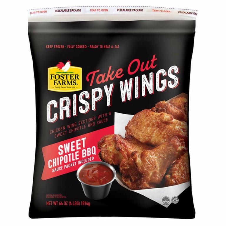 Foster Farms Take Out Crispy Chicken Wings, Sweet Chipotle BBQ, 4 lbs