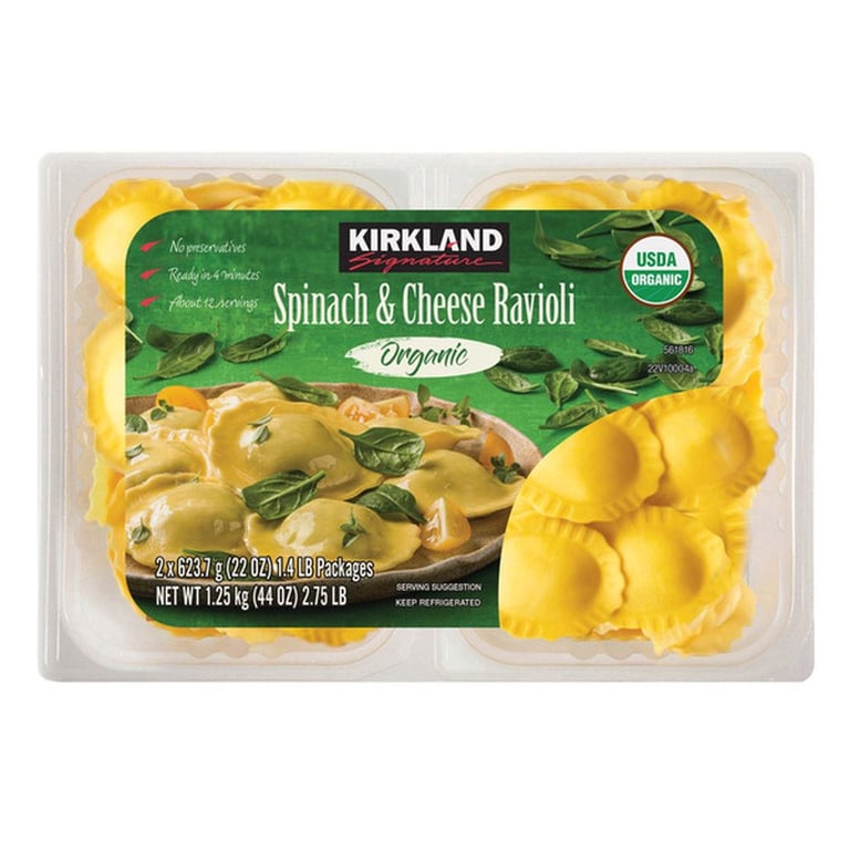 Kirkland Signature Organic Spinach & Cheese Ravioli, 22 oz, 2-count