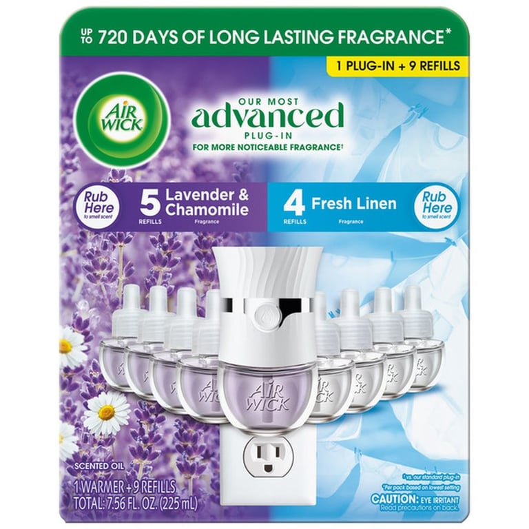 Airwick Scented Oils, 1 Warmer + 9 Refills