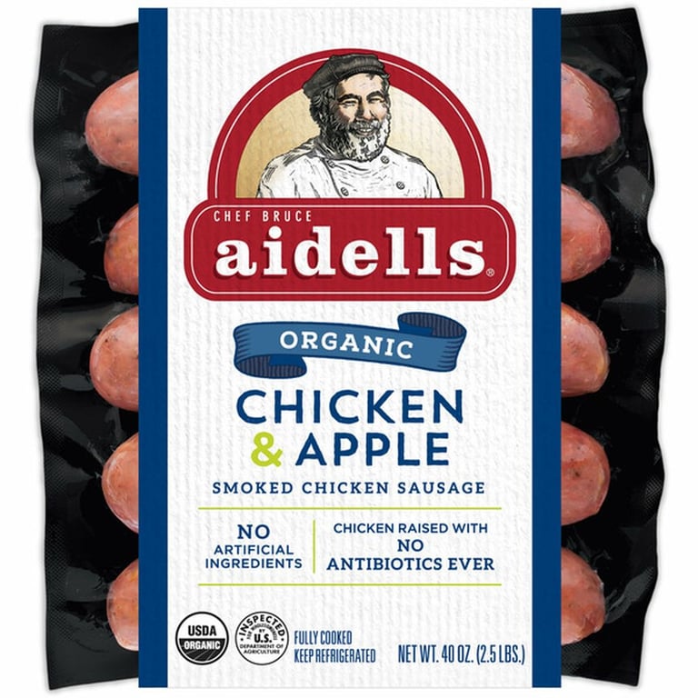 Aidells Organic Smoked Chicken Sausage, Chicken & Apple, 40 oz