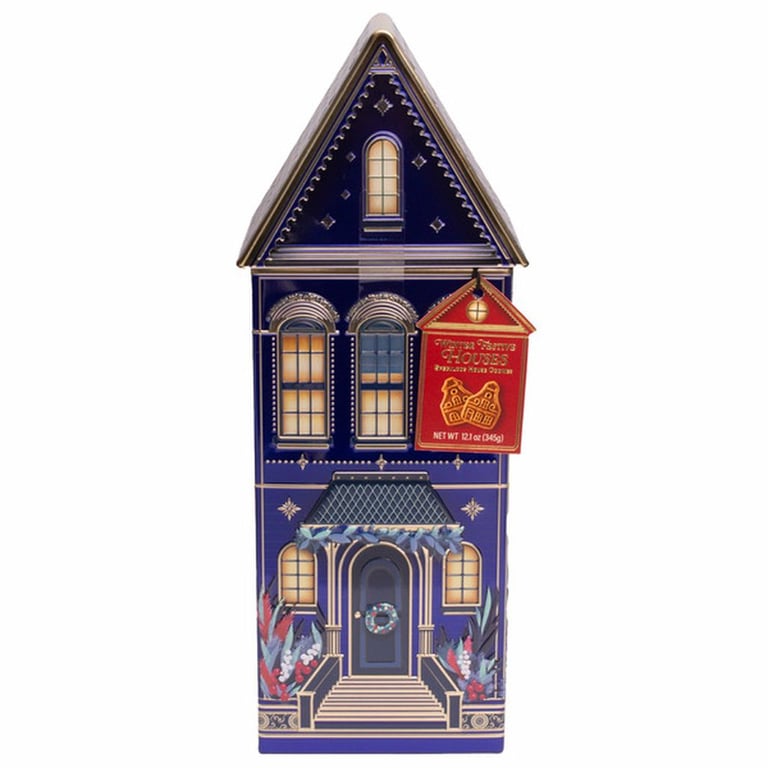 Holiday House Cookie Tin, 12.1 oz, Assorted Colors