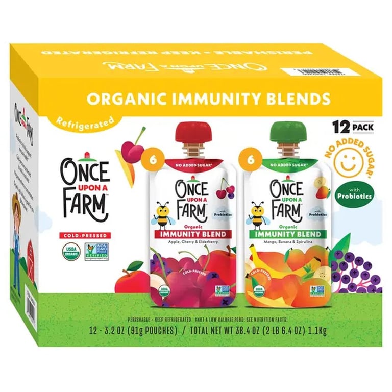 Once Upon A Farm Organic Immunity Blends, 3.2 oz, 12-count