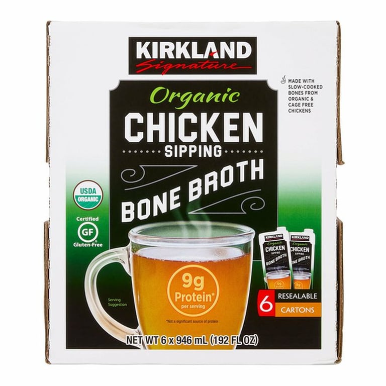 Kirkland Signature Organic Chicken Bone Broth 32 oz, 6-count