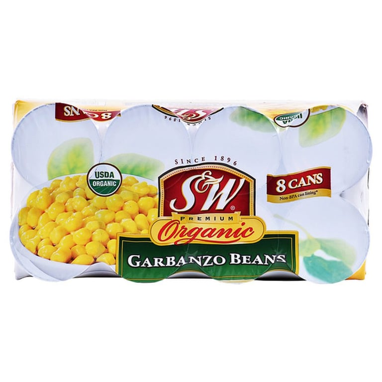 S&W, Organic Garbanzo Beans, 15.5 oz, 8-Count