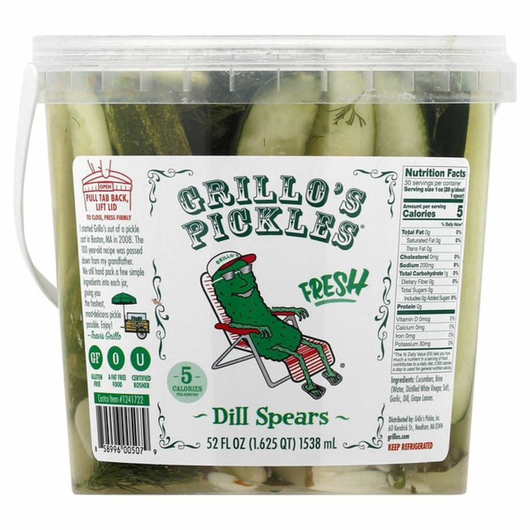 Grillo's Pickles Dill Spears, 52 oz