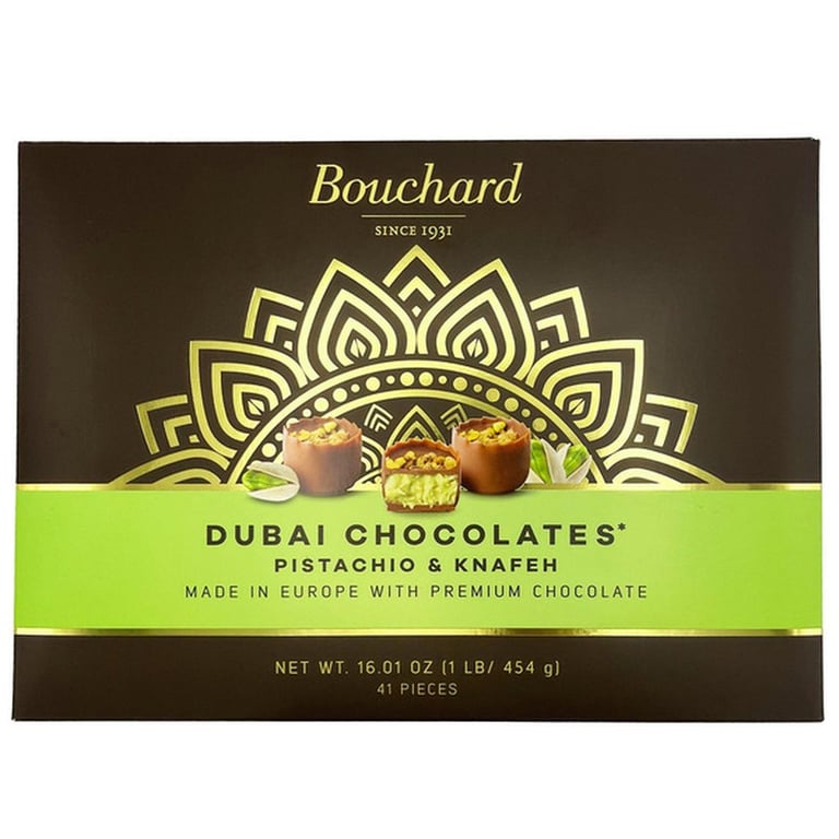Bouchard Dubai Pistachio & Knafeh Chocolates, 16 oz, 41 pieces
