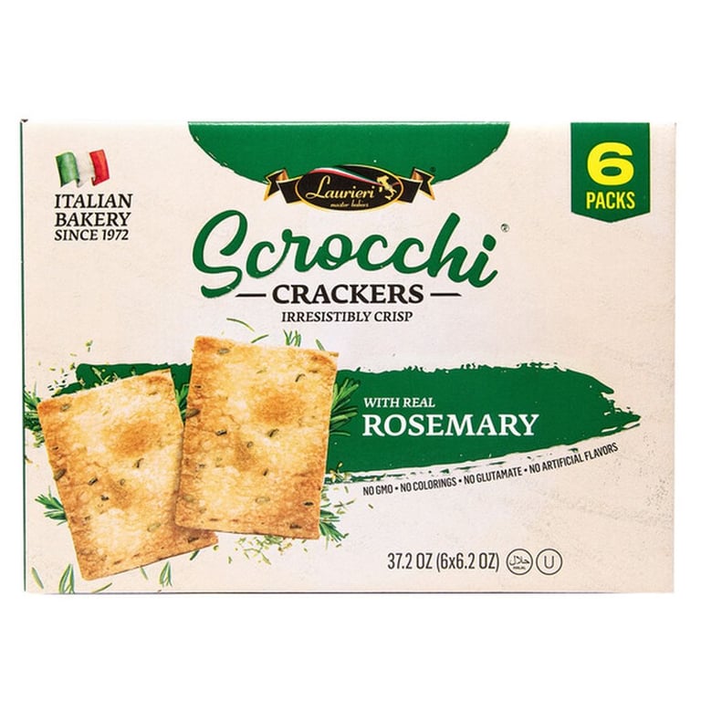 Laurieri Scrocchi Rosemary Crackers, 6.2 oz, 6-count