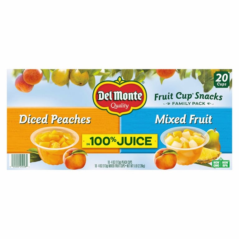 Del Monte Fruit Cup Snacks, 4 oz, 20-count