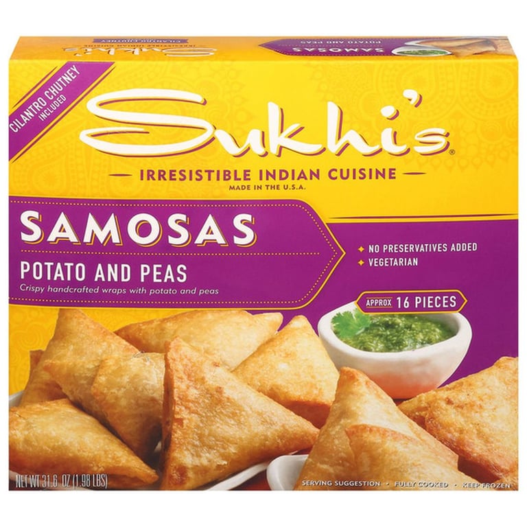 Potato & Pea Samosa Frozen Appetizer w/ Cilantro Chutney
