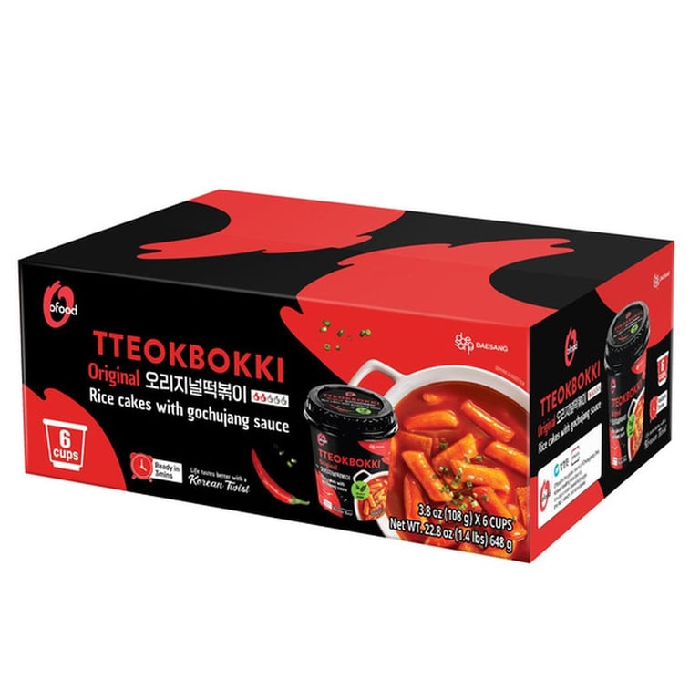Daesang Tteokbokki Rice Cakes Cups, 3.8 oz, 6 count