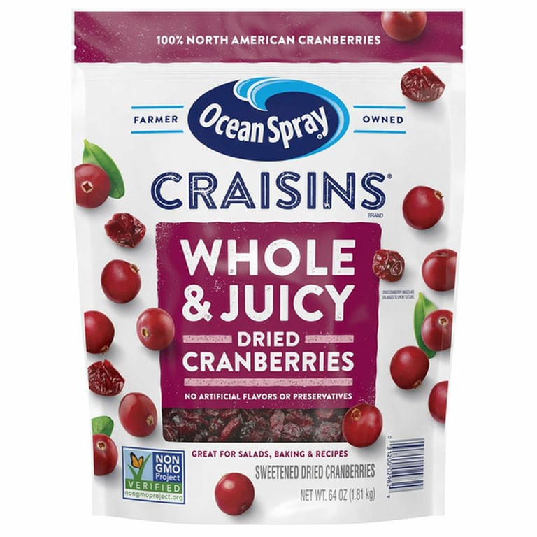 Ocean Spray, Craisins Whole Dried Cranberries, 64 oz