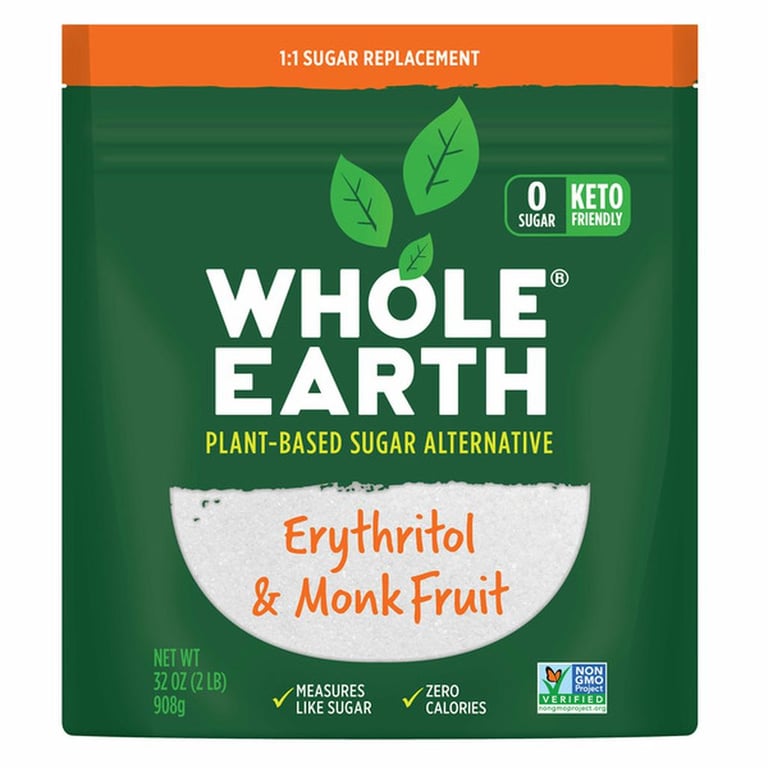 Whole Earth Plant-Based Sugar Alternative Erythritol & Monk Fruit, 32 oz