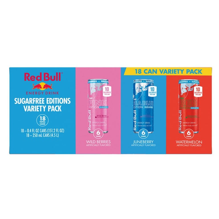 Red Bull Sugar Free Variety Pack, 8.4 fl oz, 18-count