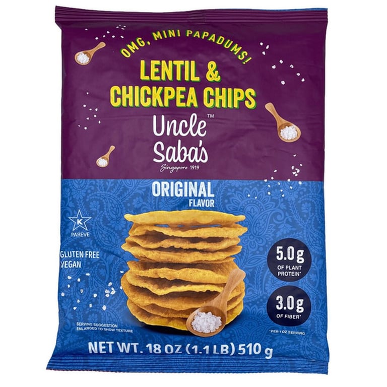 Uncle Saba's Mini Papadums, Lentil & Chickpea Chips, 18 oz