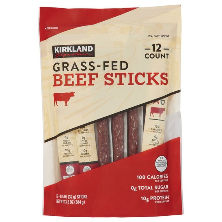 Kirkland Signature Grass-fed Beef Sticks, 1.15 oz, 12-count