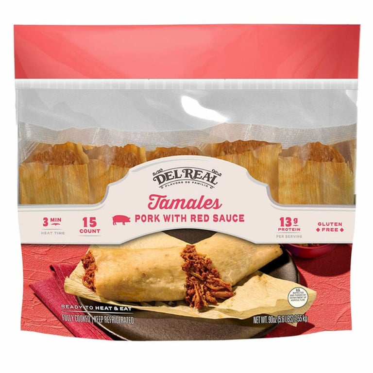 Del Real Foods Pork Tamales, 90 oz
