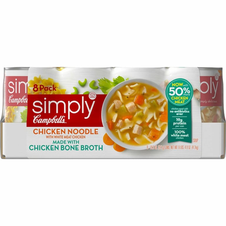 Campbell's, Simply Chicken Noodle Soup, 18.6 oz, 8-Count