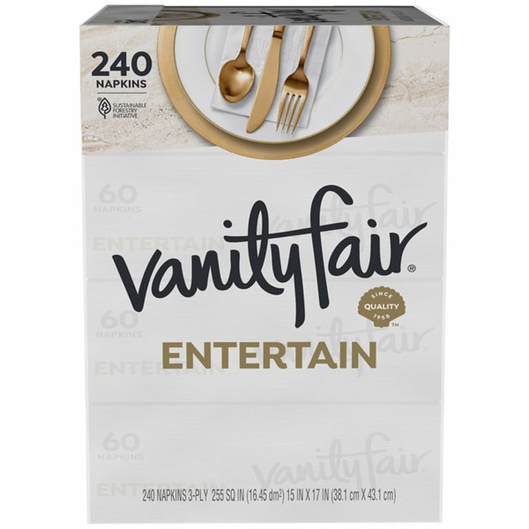 Vanity Fair Entertain Napkin, 3-Ply, 60-count, 4-pack
