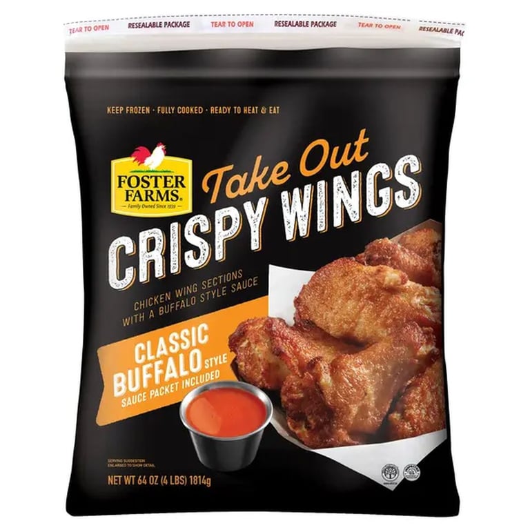 Foster Farms Take Out Crispy Chicken Wings, Classic Buffalo, 4 lbs
